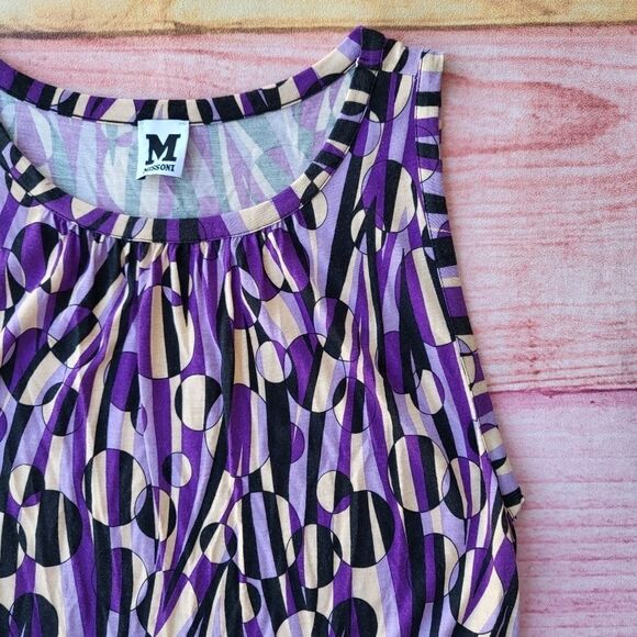 M Missoni Purple Geometric Print Jersey Knit‎ Retro Mini Shift Dress 10US - Picture 5 of 8